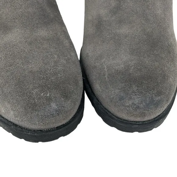 Sam Edelman Boots Women's 10 Grey Suede Leather Ankle Booties Block Heel Shoes
