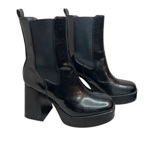 Sam Edelman Circus Black‎ Shiny Patent Chunky Sole Platform Boots Womens 7.5 Y2K