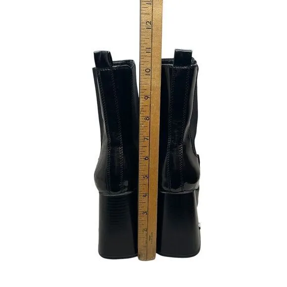 Sam Edelman Circus Black‎ Shiny Patent Chunky Sole Platform Boots Womens 7.5 Y2K