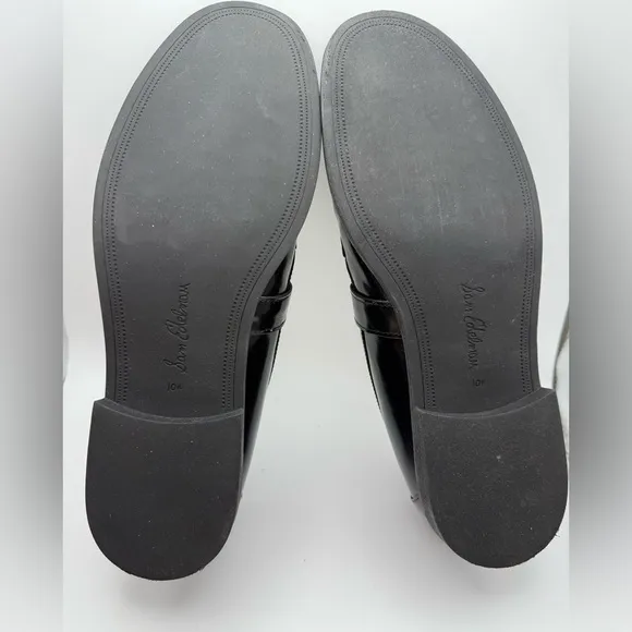 Sam Edelman “Elaina” Black Leather Loafers with Gold Buckle - Women’s Size 10.5