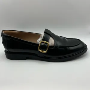 Sam Edelman “Elaina” Black Leather Loafers with Gold Buckle - Women’s Size 10.5