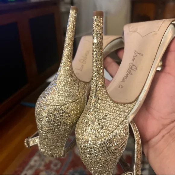 Sam Edelman Eleanor ankle strap, stiletto Gold Women's Heels