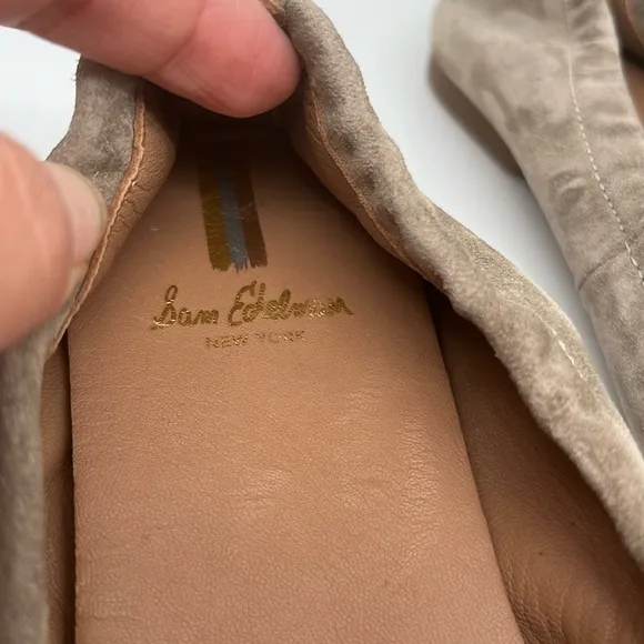 Sam Edelman Mimi Putty Leather Slip On‎ Squared Toe Golden Accent Ballet Flats