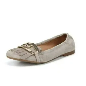 Sam Edelman Mimi Putty Leather Slip On‎ Squared Toe Golden Accent Ballet Flats