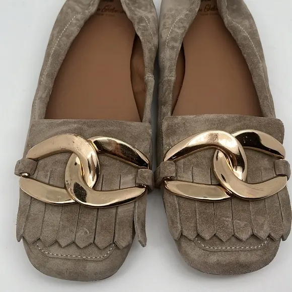 Sam Edelman Mimi Putty Leather Slip On‎ Squared Toe Golden Accent Ballet Flats