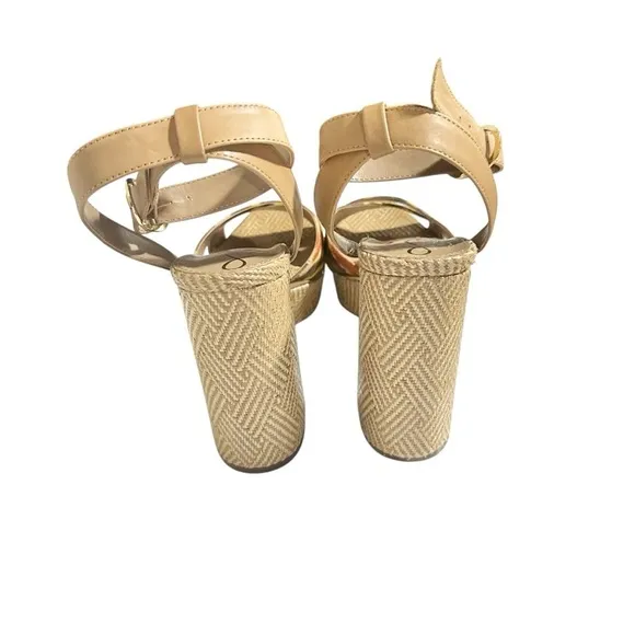 Sam Edelman Nolita Raffia Platform Orange Multi Block-heel Sandals Size 9M NIB