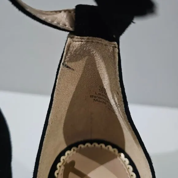Sam Edelman Odila Heel Sandal Scallop Black Suede Size 10