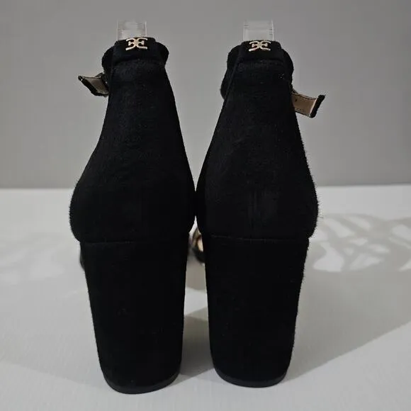 Sam Edelman Odila Heel Sandal Scallop Black Suede Size 10