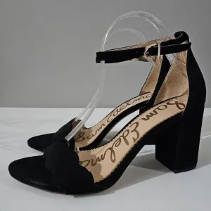 Sam Edelman Odila Heel Sandal Scallop Black Suede Size 10
