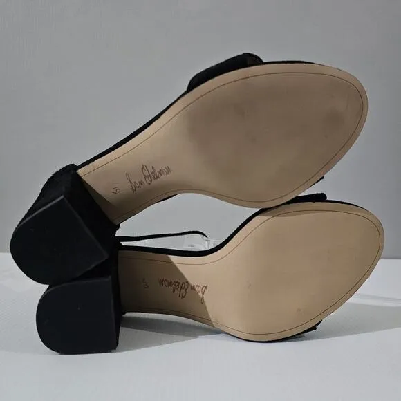 Sam Edelman Odila Heel Sandal Scallop Black Suede Size 10