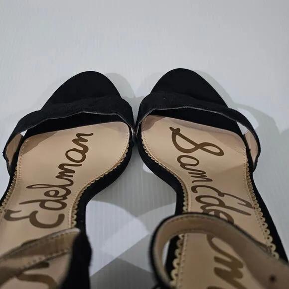 Sam Edelman Odila Heel Sandal Scallop Black Suede Size 10