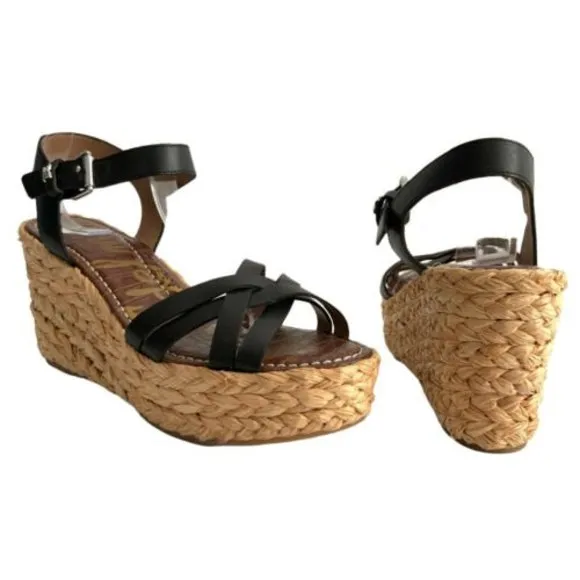 Sam Edelman Sandals Leather Platform Jute Wedge