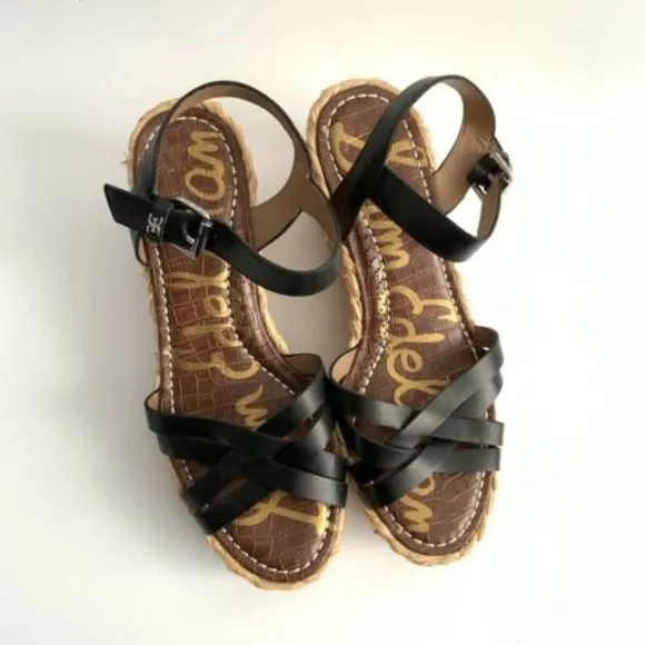 Sam Edelman Sandals Leather Platform Jute Wedge