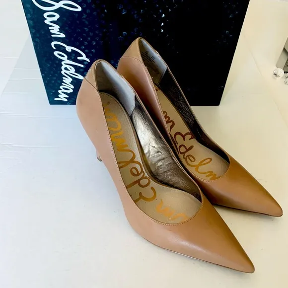 Sam Edelman Stiletto natural tan nude Color Real leather pump heeled shoes US 10