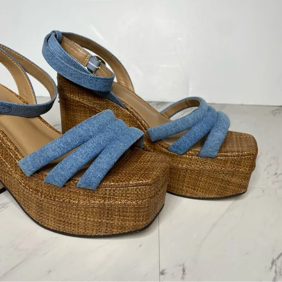Sam Edelman Tibby Square Toe Platform Heeled Sandal 10 1/2 M