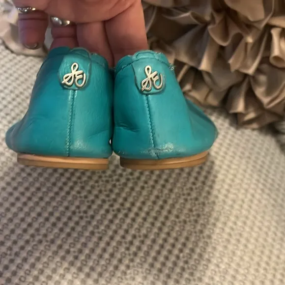 Sam Edelman Tiel Blue Green Leather Ballet Flats Maria Sz 7.5