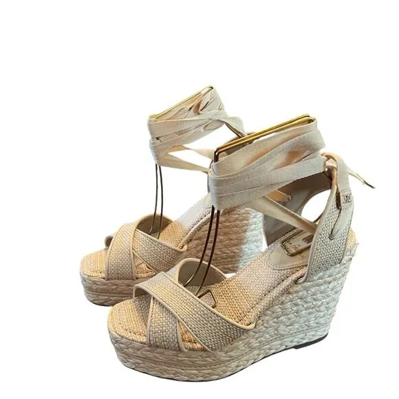 Sam Edelman Vaughn Ankle-Tie Espadrille Platform Wedge Sandals NEW Size 9.5