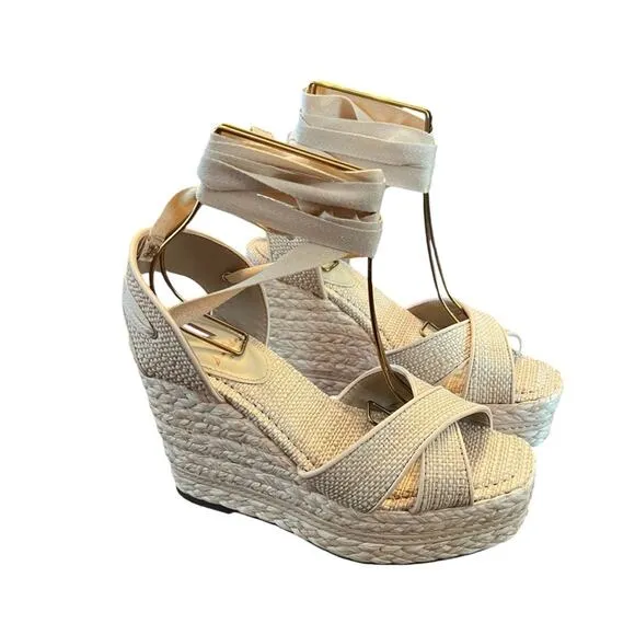 Sam Edelman Vaughn Ankle-Tie Espadrille Platform Wedge Sandals NEW Size 9.5