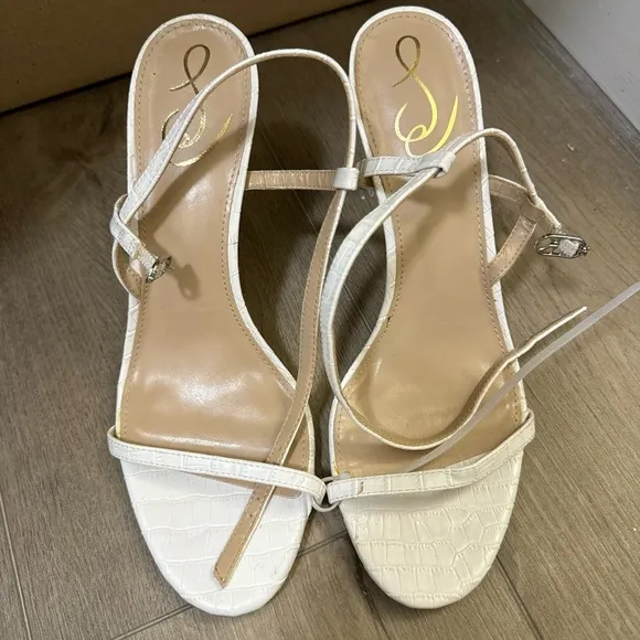 Sam Edelman White Croc Doran Strappy Heeled Sandal - Size 9.5