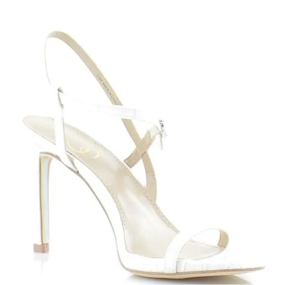 Sam Edelman White Croc Doran Strappy Heeled Sandal - Size 9.5