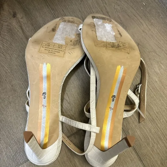 Sam Edelman White Croc Doran Strappy Heeled Sandal - Size 9.5
