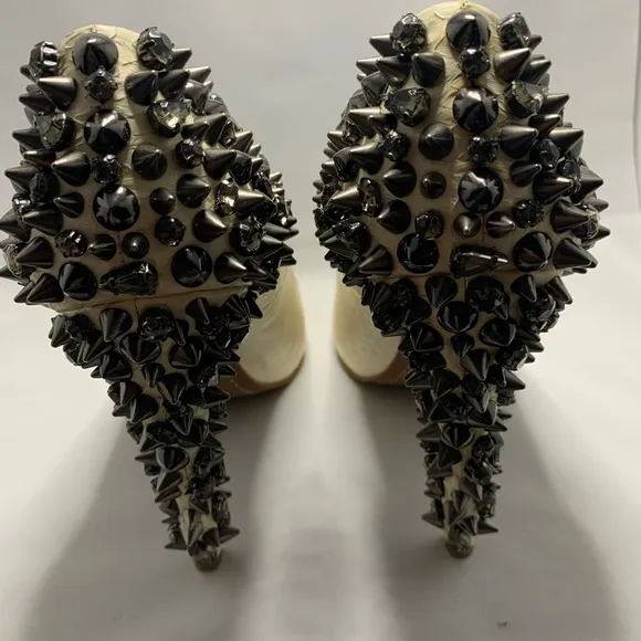 Sam Edelman White Snakeskin Studded Lorissa Pump