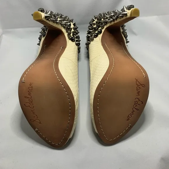 Sam Edelman White Snakeskin Studded Lorissa Pump