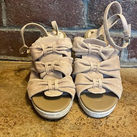 Sam Edelman Women Awan Tan Suede Wedge Open-toe Ankle Strap Sandals