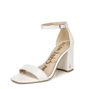 SAM EDELMAN WOMENS ANKLE STRAP BLOCK HEEL WHITE MEDIUM 7, BRIGHT WHITE