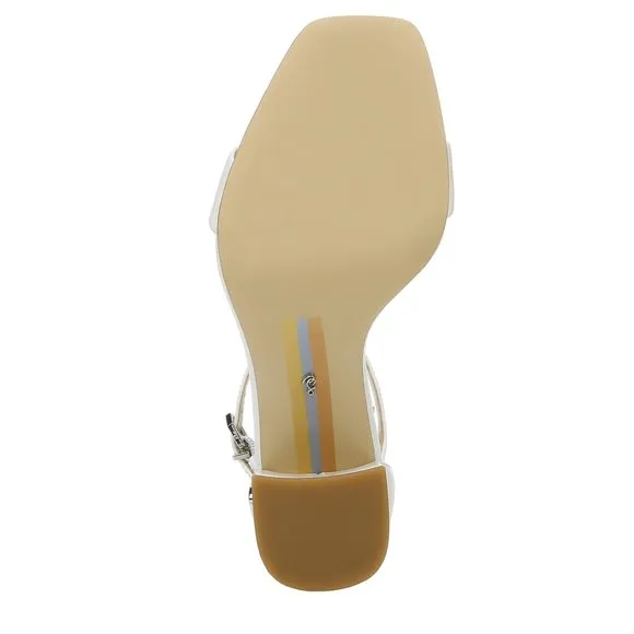 SAM EDELMAN WOMENS ANKLE STRAP BLOCK HEEL WHITE MEDIUM 7, BRIGHT WHITE
