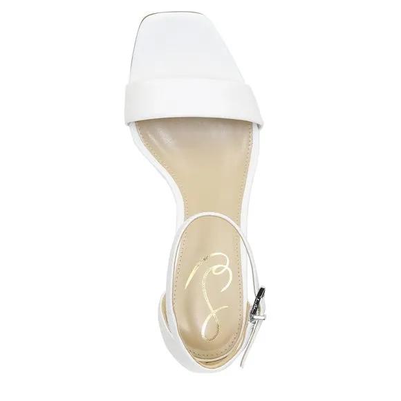 SAM EDELMAN WOMENS ANKLE STRAP BLOCK HEEL WHITE MEDIUM 7, BRIGHT WHITE