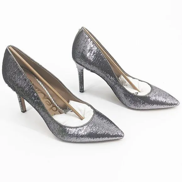 Sam Edelman Women's  Hazel Pointy Toe Metallic Sequin Pumps Shoes Size 10