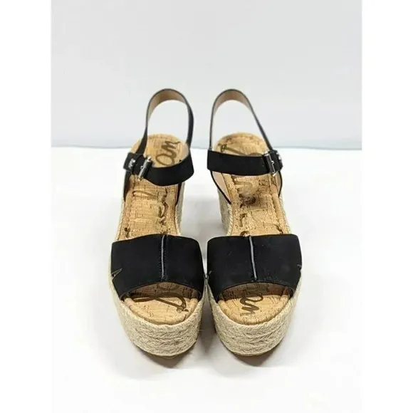 Sam Edelman Women's Maura Espadrille Wedge Sandals Black Size 9.5 M (MSRP $130)