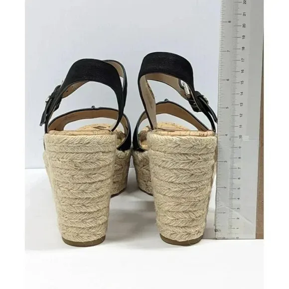 Sam Edelman Women's Maura Espadrille Wedge Sandals Black Size 9.5 M (MSRP $130)