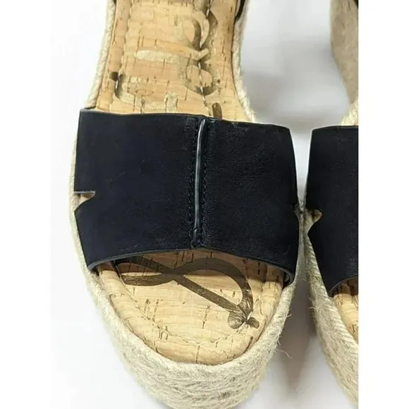 Sam Edelman Women's Maura Espadrille Wedge Sandals Black Size 9.5 M (MSRP $130)