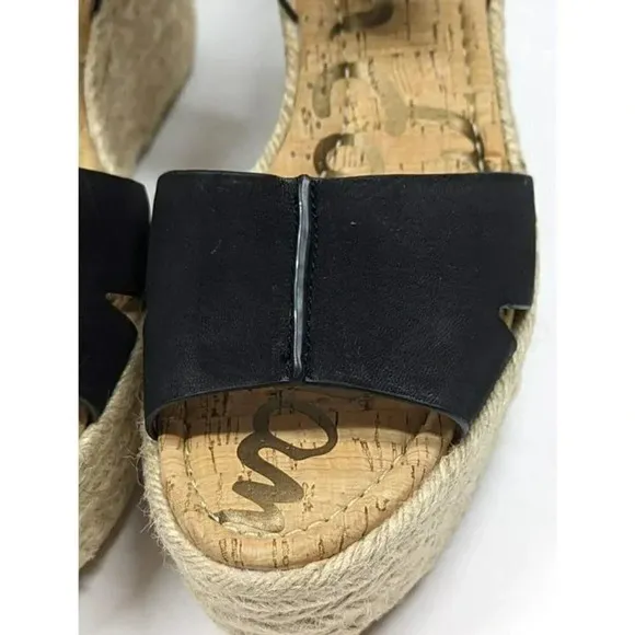 Sam Edelman Women's Maura Espadrille Wedge Sandals Black Size 9.5 M (MSRP $130)