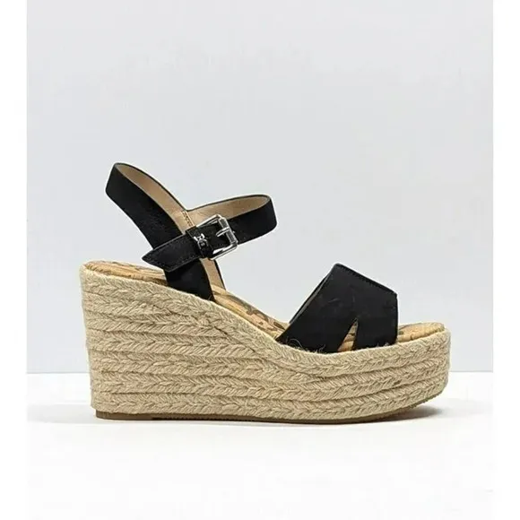 Sam Edelman Women's Maura Espadrille Wedge Sandals Black Size 9.5 M (MSRP $130)