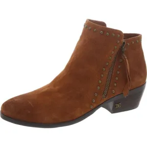 Sam Edelman Womens Paola Tan Suede Round Toe Block Heel Ankle Boots Shoes NWOB
