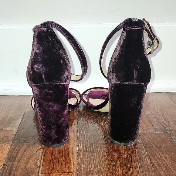 Sam Edelman Women's Velvet Block Heel Sandals - Burgundy