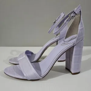 Sam Edelman Yaro Block Heel Sandal Lilac Croc Embossed Leather Size 10.5