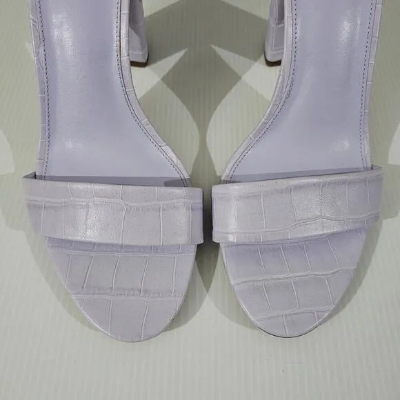 Sam Edelman Yaro Block Heel Sandal Lilac Croc Embossed Leather Size 10.5