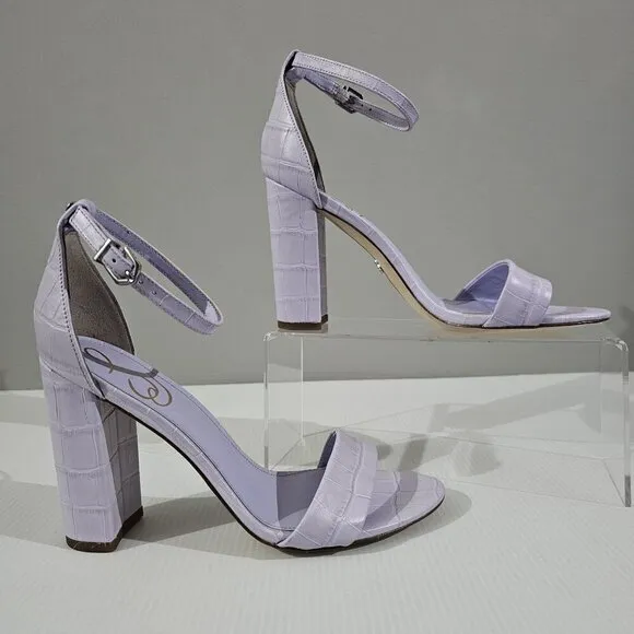 Sam Edelman Yaro Heel Sandal Purple Leather Croc Size 8