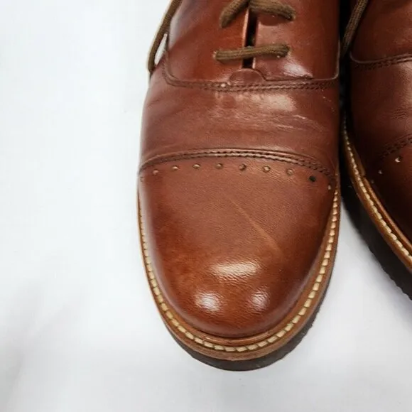 Samuel Hubbard Market Cap Brogue Dress Shoes Whisky Brown Leather Men 9M