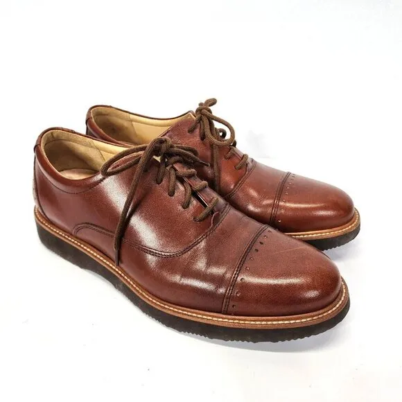Samuel Hubbard Market Cap Brogue Dress Shoes Whisky Brown Leather Men 9M