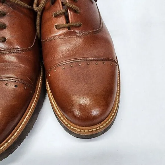 Samuel Hubbard Market Cap Brogue Dress Shoes Whisky Brown Leather Men 9M