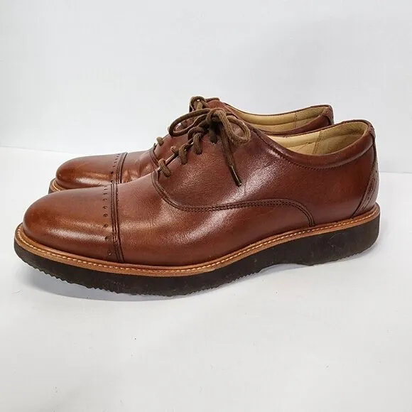 Samuel Hubbard Market Cap Brogue Dress Shoes Whisky Brown Leather Men 9M