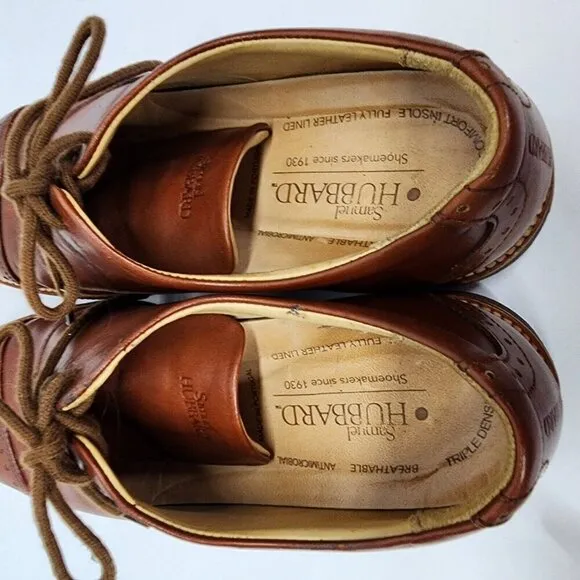 Samuel Hubbard Market Cap Brogue Dress Shoes Whisky Brown Leather Men 9M