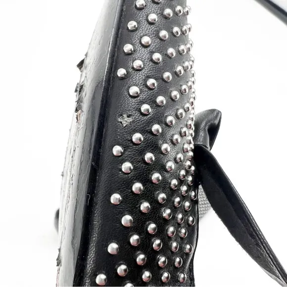 Sandro Arlette Noir Bow Stud Leather Flats, Size 37