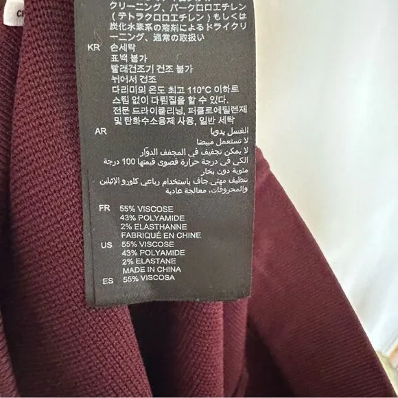 Sandro Autumn Berkley Fiji Asymmetric Button Mini Knit Skirt In Burgundy Size 2