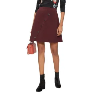 Sandro Autumn Berkley Fiji Asymmetric Button Mini Knit Skirt In Burgundy Size 2